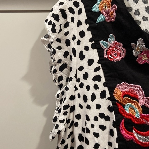 Kirundo Summer Mini Dress V Neck Boho Floral Embroidered Sundress Size Medium - Picture 3 of 8